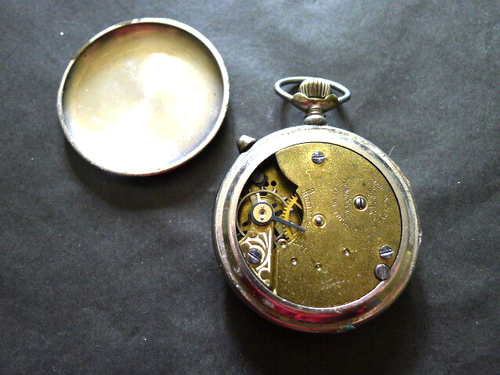 Ingersoll 1930s German Nickel Pocket Watch.. 50mm Wide. Side Slide Lever. TLC - Picture 4 of 6