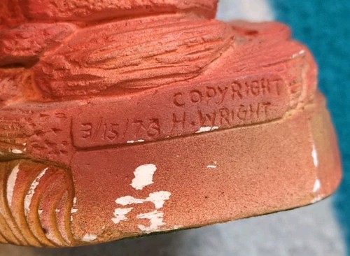 Vintage 1973 John Denver Chalkware Statue Figure 7" Harry Wright Handmade Art - Picture 2 of 8