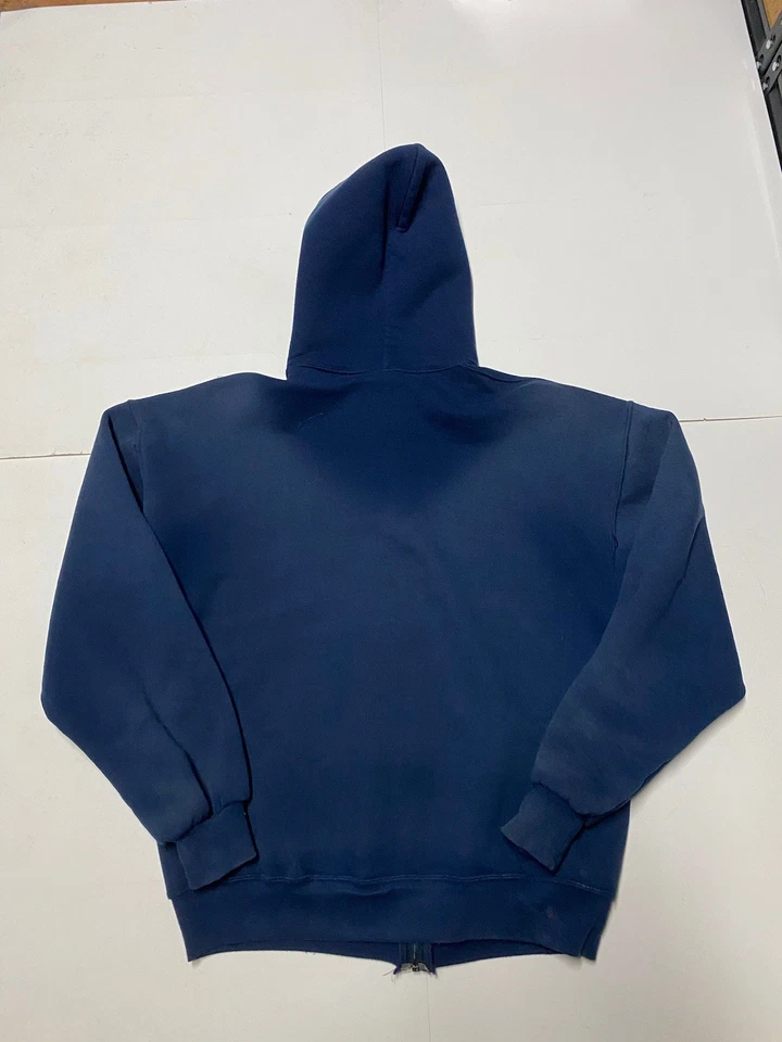 Винтажная мужская толстовка с капюшоном Russell большая на молнии хлопок сделано в США ВЫЦВЕТШАЯ - Изображение 3 из 3