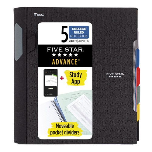 Advance Spiral Notebook + Study App, 5 Subject, College Ruled Paper, 8-1/2" x...