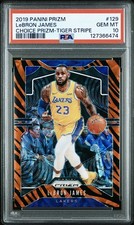 2019 PRIZM LEBRON JAMES TIGER STRIPE #129 PSA 10
