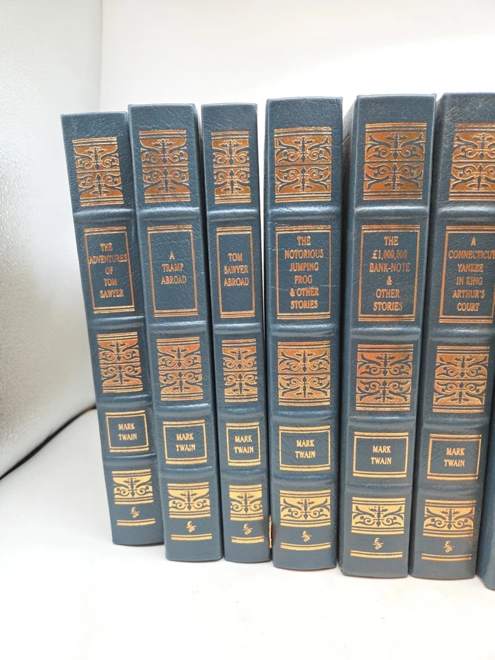 Easton Press Mark Twain Set 10/12 1998 Tom Sawyer Leather + Huckleberry Finn Foto 2 de 4