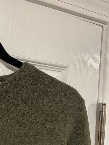 Land End Size M Olive Green Long Sleeve Crew Neck Pullover Fleece Top - Picture 3 of 11