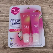 EOS 24 HOUR MOISTURE SUPER LIP BALM 0.35 fl oz COCONUT MILK & HONEY APPLE 2 Pack