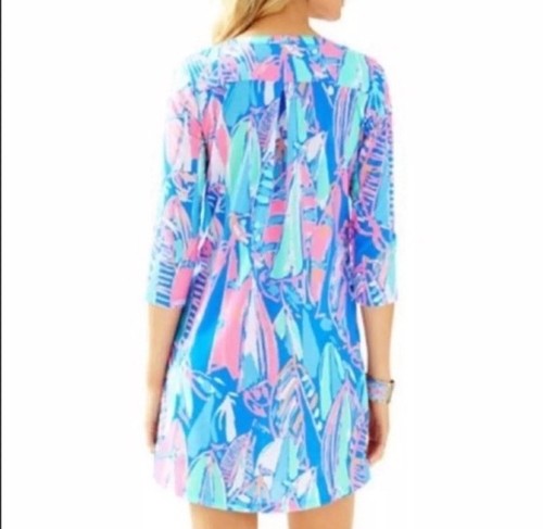 Lilly Pulitzer Ali Dress Out To Sea Print Bay Blue XS Beach Coastal Nautical Z10 - Picture 2 of 8