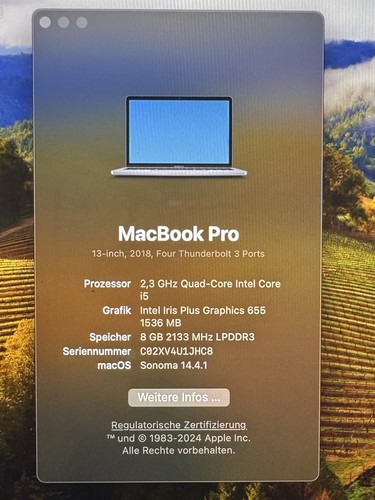 Apple MacBook Pro *13,3 Zoll *TOUCHBAR *2018 *i5 *8GB *256GB 2,3 GHz *Space Grau - Photo 11/11