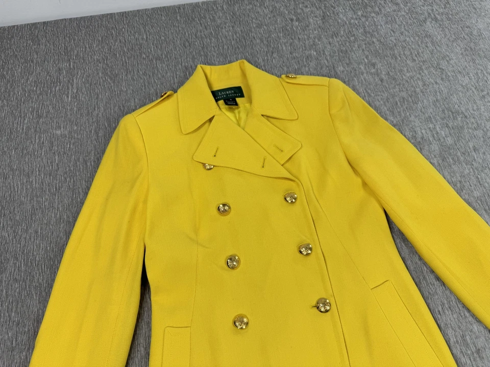 Chaqueta Lauren Ralph Lauren para mujer 4 amarilla lana peinada doble botonadura Blawer Foto 2 de 4