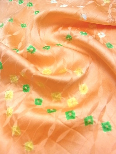 e021-L_Japanese Kimono Fabric_Silk,Apricot,Shibori,157 cm - Picture 6 of 11