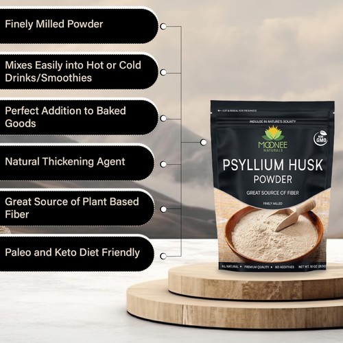 Psyllium Husk Powder 10 OZ Gluten Free Non GMO Keto Friendly 70 Servings - Picture 2 of 9