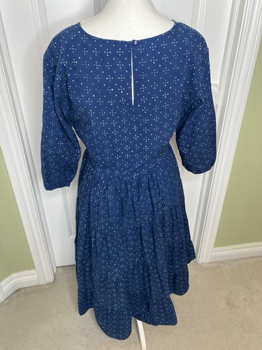 Voloshin Navy Blue Cotton Maxi Dress S Pockets Lagenlook Cottage Ethically made - Picture 12 of 12