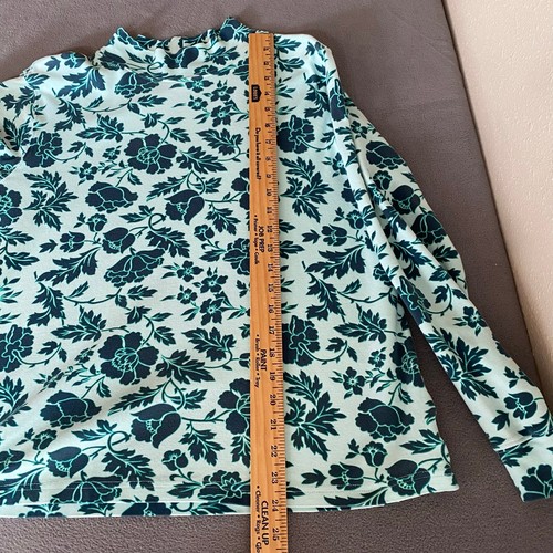 Pullover Lands End cuello falso manga larga verde floral top para mujer L capas cálidas - Imagen 10 de 14
