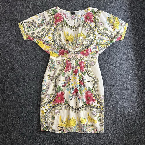 Vestido floral escénico de seda Collette Dinnigan Anthropologie para mujer talla 8 2015
