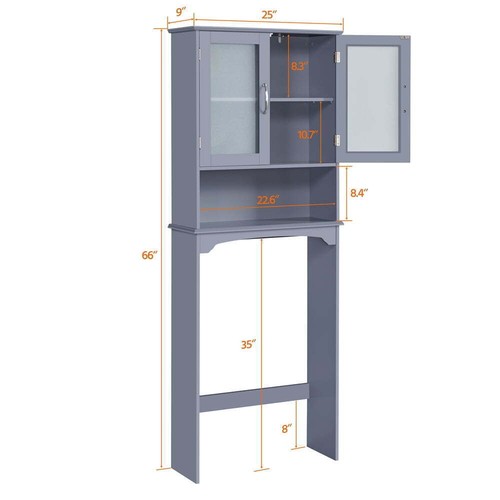 9" Breite über der Toilette Aufbewahrungsschrank 3 Regale für Badezimmer Organizer Grau - Bild 5 von 6