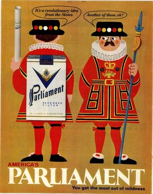Parliament Vintage Print Ad Beefeater Guards Tobacco Cigarettes 1950s AD001