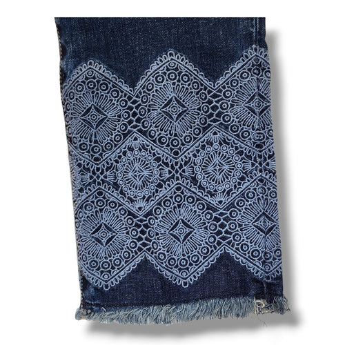 Pantalones de mezclilla Tory Burch recortados bordados puño pierna recta para mujer talla 30 - Imagen 6 de 12