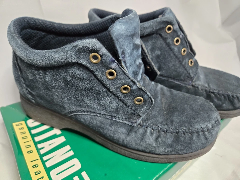 Mini botas vintage descoloridas Glory para mujer talla 7 azul descolorido diseño Connie Y2K Foto 2 de 4