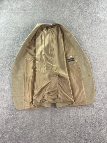 Abrigo Deportivo Ralph Lauren 50 R Beige Lana Seda Ojo de Pájaro Diseñador Premium LRL - Imagen 9 de 13