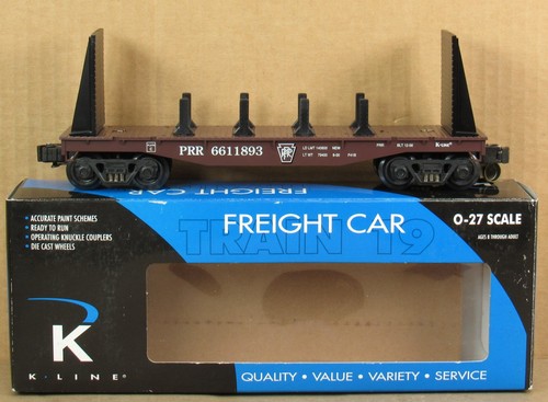 K-Line K661-1893 PRR (Pennsylvania) Bulkhead Flatcar w/stakes O-Gauge NOS - Picture 1 of 3