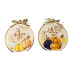 Rustic Fall Pumpkin Wooden Set of 2 Farmhouse Autumn Thanksgiving Decor New