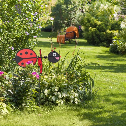 2 x Windrad Käfer, Gartenstecker Deko Kinder Windmühle Balkon Garten Windspiel - Bild 5 von 9