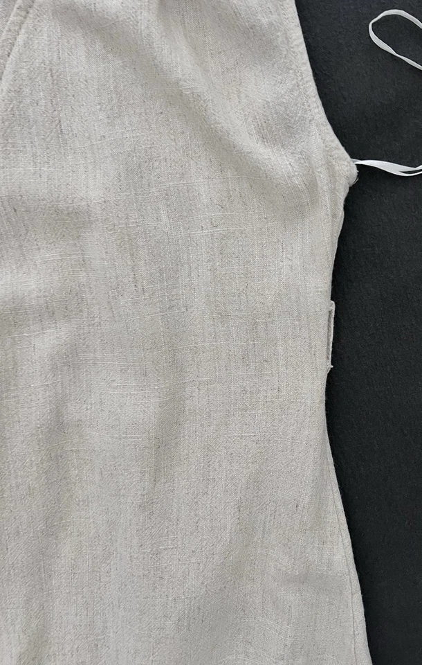 Beige Natural Linen Wrap Dress - Size S - image 3 of 4