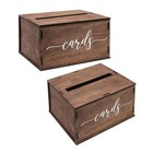  2 Pcs Wood Card Holder Wedding Box Wooden Container Letter Storage
