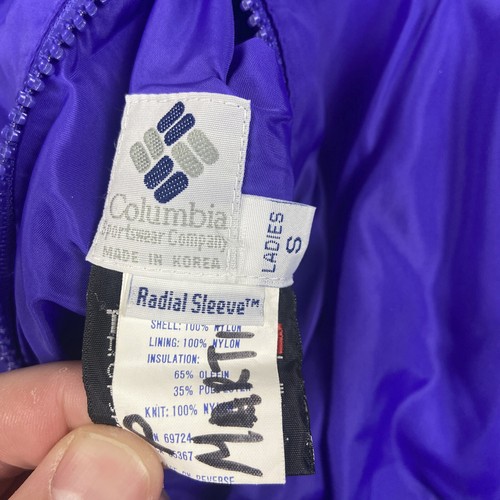 Chaqueta Columbia Vintage Mujer S Azul Púrpura Reversible Manga Radial Aislante - Imagen 14 de 15