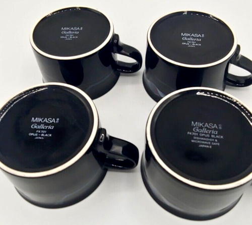 Mikasa Opus Black FK701 Tea Coffee Cups Mugs 8oz W/saucers 6.5” Set of 4 - Picture 8 of 10