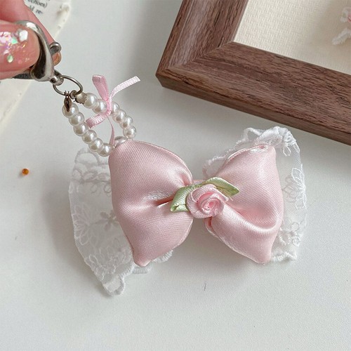 Fabric tendance Lace Bow Keychain Fresh Sweet Girly Bowknot Keyring Pendant Bag Charms-w