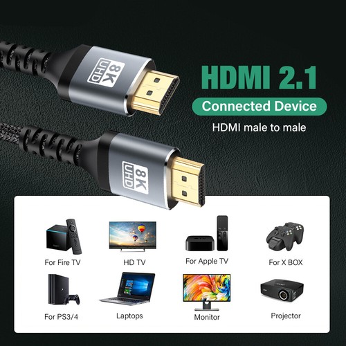 Premium 3D Dynamic HDR 48Gbps 8K HDMI 2.1 cavo per PS5 Xbox One Amazon Fire TV - Foto 2 di 8