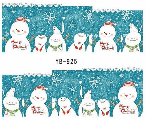 53 BLATT Nailart Wasser Transfer Aufkleber Sticker YB BN Weihnachten Schneemann CHR02 - Bild 4 von 10