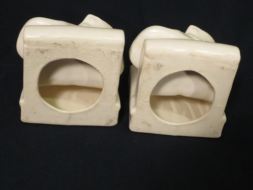 White Ceramic Baby Shoe Bookends Pair Vintage - Picture 6 of 8