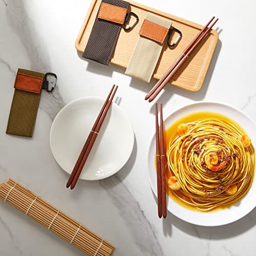 3 Pieces Rosewood Foldable Wood Chopsticks Portable Outdoor Utensils Reusable - Bild 5 von 7