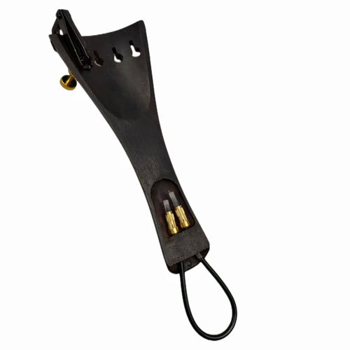 Ebenholz Violine Saitenhalter mit Feinstimmdarm, Geigensaitenhalter Muschelintarsien - Bild 6 von 8