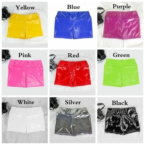 Lady PU Patent Leather Short Hot Pants Stretch Wet Look Slim Fit Dance Club Sexy - Picture 5 of 23