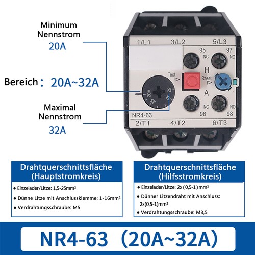 Range from 0.4A-63A Thermal Overload Relays FR 3 Phase for Protect Motors NR4-63 - Picture 28 of 32