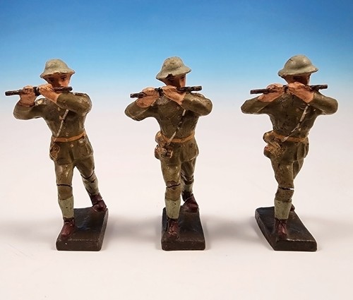 17 Lineol Composition Toy Marching Doughboy U.S. Soldiers Drum Flute Band 6.5 cm - Picture 4 of 16
