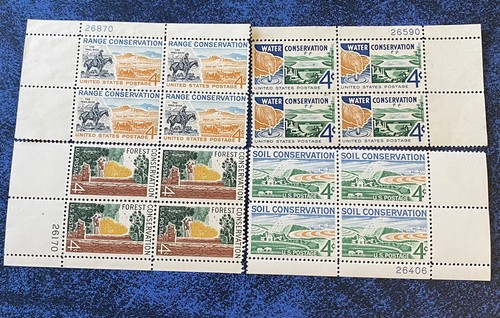 US stamps sc #1122/1133/1150/1176 soil water range forest conservation MNH B4