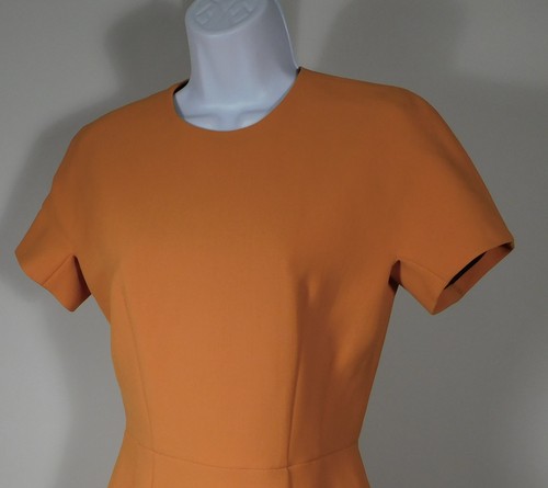 VICTORIA BECKHAM Arancione Misto Lana Manica Corta Manica Esposizione Indietro Zip Midi... - Foto 2 di 5