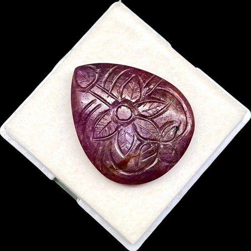 64 Cts Unheated Natural Ruby Hand Carved 36x30mm Huge Pendant Size Gemstone - Picture 4 of 20