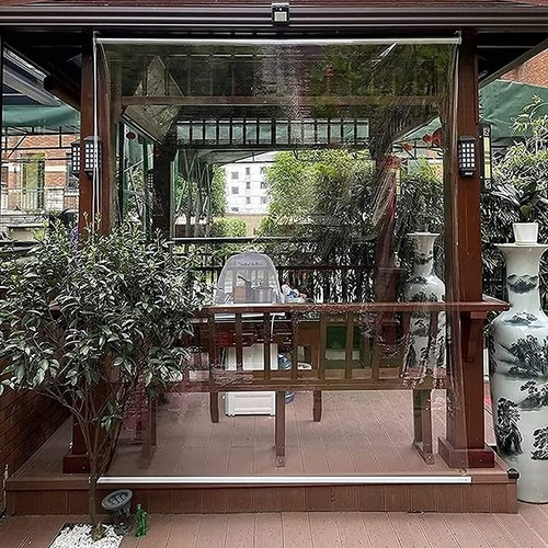 Tenda Rullo A Caduta In Pvc Cristal Trasparente Impermeabile Antipioggia - Foto 3 di 3