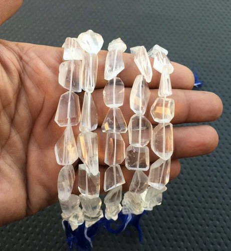 Beautiful Faceted Nuggets Beads 10"Long Strand Natural Clear Quartz Gemstone - Picture 4 of 4