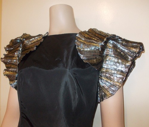 Vintage GEORGE GROSS Metallic Lame/Silk Prom Glamour dress - Picture 6 of 23