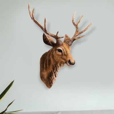 Wall Mounted Deer Head Stag Head Decor Resin Deer Antler Ornament