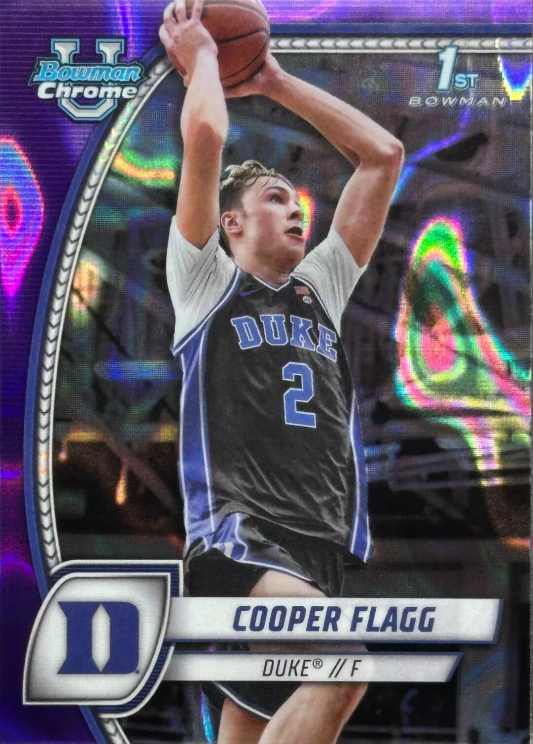2024-25 Bowman Chrome U - Cooper Flagg #16 Purple Lava Refractor 1st