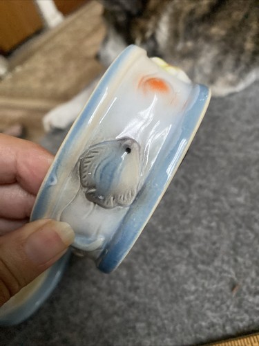 Scatola portagioie pesce barca a vela tema nautico oceano ceramica 3,5" - Foto 4 di 6