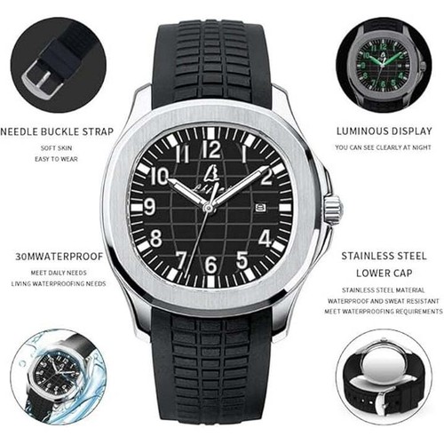 Blekon Herren 44mm Quarzuhr, Silikonarmband, Leuchtzeiger, Datumsanzeige - Bild 25 von 54