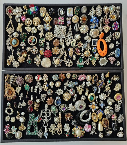 Vintage Single Rhinestone Earring Lot Of 200 Pieces Clip Screw Upcycle Crafts