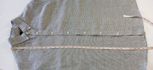 Magaschoni Herren grau gestreift Leinen Button Down Kurzarm Hemd Größe Large - Bild 3 von 5