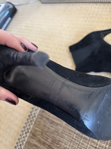Botines de gamuza negros Armani tacón talla 38 UK 5 - Imagen 7 de 9